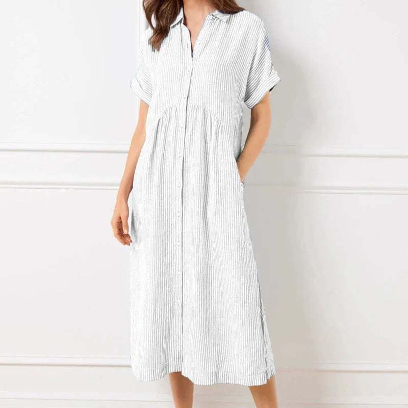 🔥LAST DAY SALE 89% OFF🔥 Striped Lapel Button Down Shirt Dress