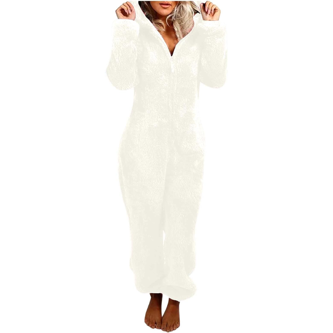 Women's Fleece-Lined Hooded Onesie Pajamas