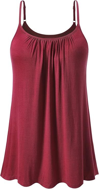 Women's Cool Flowy Bra Cami | with Built-in Cups | Relaxed Fit | Adjustable Spaghetti Strap