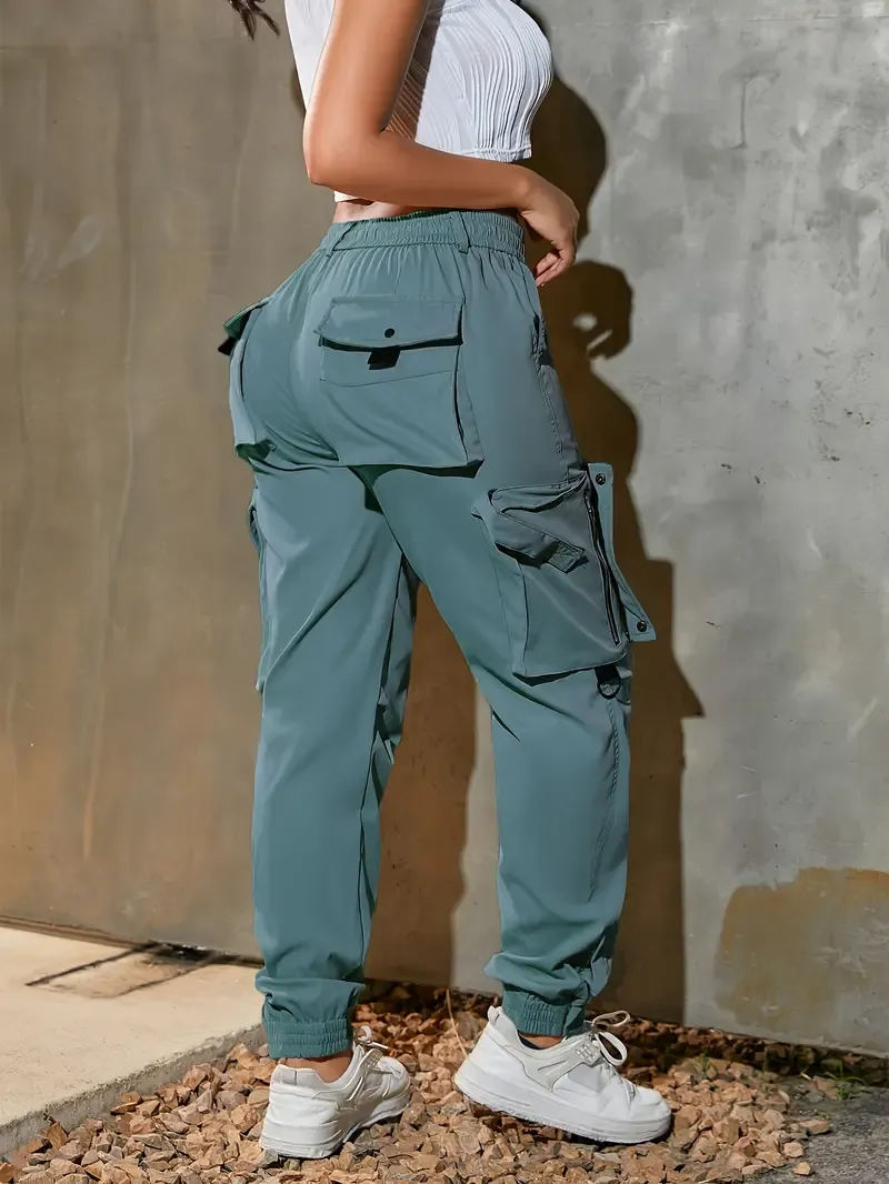 Women’s cotton cargo pants with multiple practical pockets.