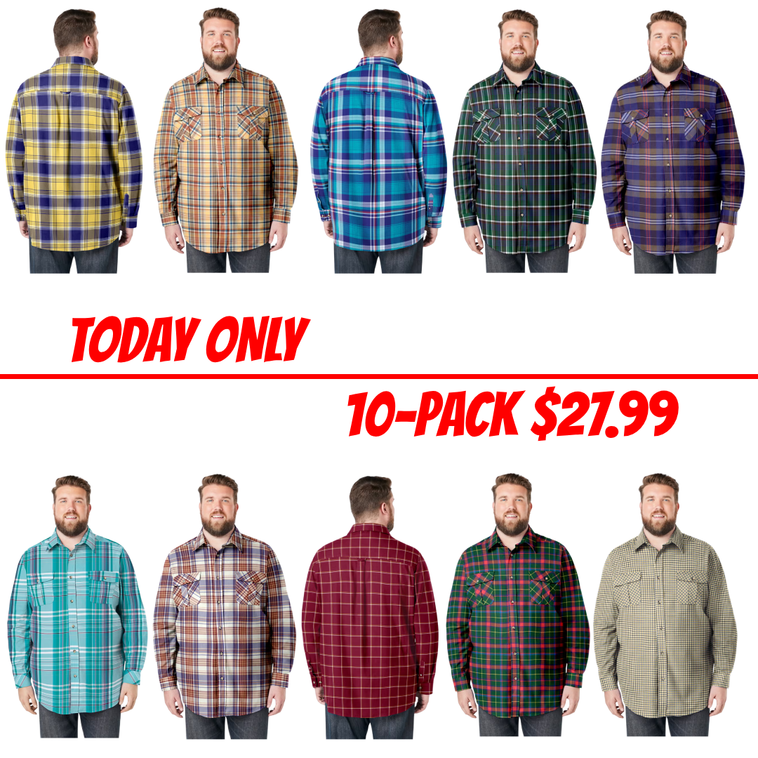 Soft Cotton Brushed Flannel Men's Plaid Long Sleeve Shirt – Comfortable, Warm, Classic Checkered Design