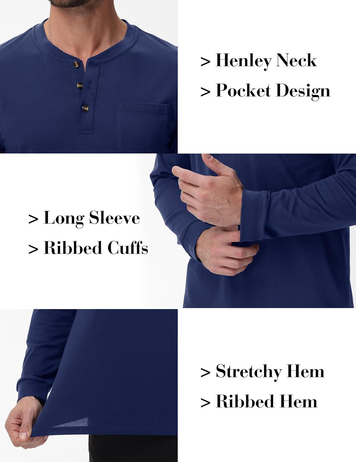💫Clearance Sale-🔥12 PAIRS-$32.86⚡Men's Fashion Vintage Distressed Pocket Long Sleeve Henley Shirt