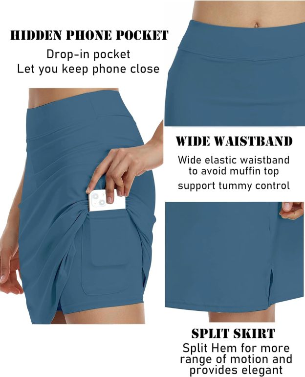 Women’s 20"-Inch Knee-Length Athletic Skirt with Pockets