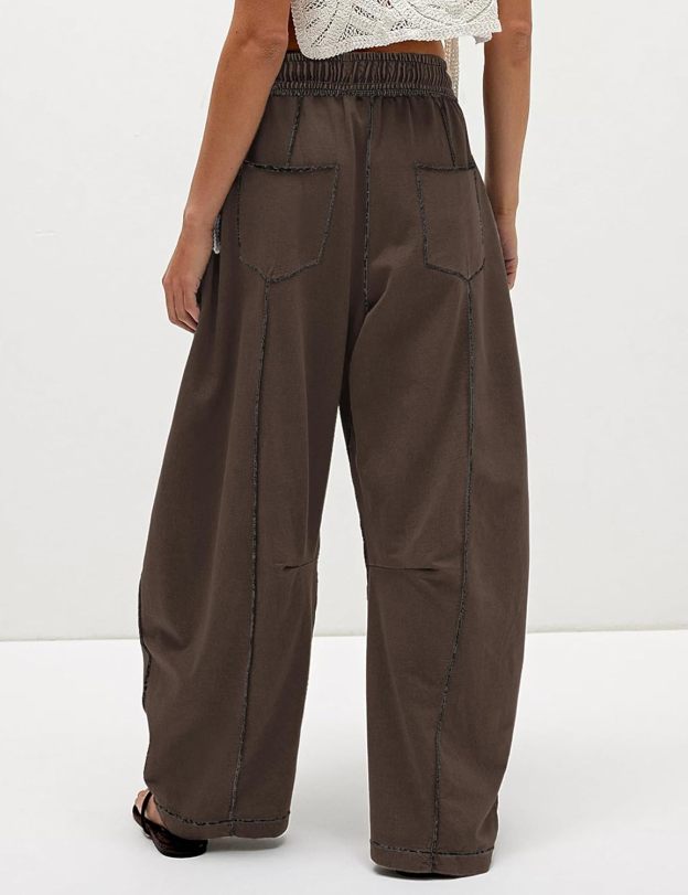 ⚡ Limited Stock – Grab Yours Now! 👇Women's Barrel Sweatpants - Baggy Wide Leg with Pockets & Drawstring