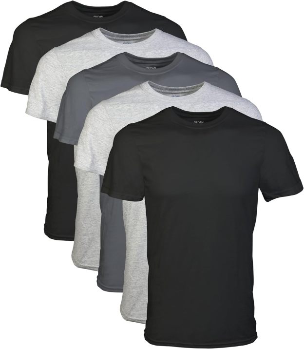 Classic Men's T-Shirt - New Heavyweight Short Sleeve Crew Neck Solid Men's T-Shirt Moisture Wicking, Tag Free, Also Available in Plus and Extra Long Sizes