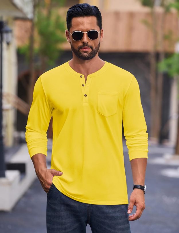 💫Clearance Sale-🔥12 PAIRS-$32.86⚡Men's Fashion Vintage Distressed Pocket Long Sleeve Henley Shirt