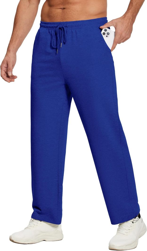 Deyeek Men's Lightweight Sweatpants Open Bottom Sweat Pants for Men Straight Leg Gym Sweatpants Lounge Pants with Pockets