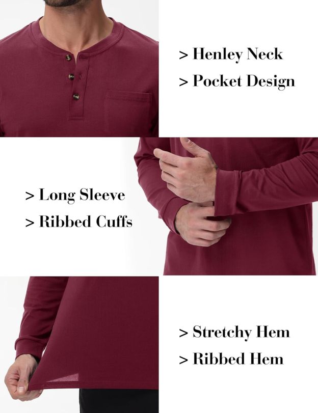 💫Clearance Sale-🔥12 PAIRS-$32.86⚡Men's Fashion Vintage Distressed Pocket Long Sleeve Henley Shirt