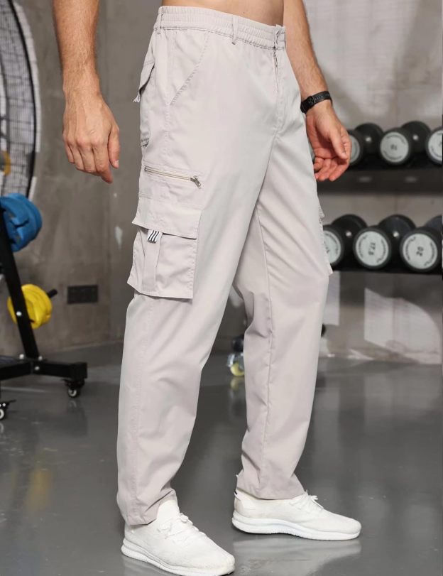 Men's Loose Solid Color All-match Pocket Drawstring Waist Overalls