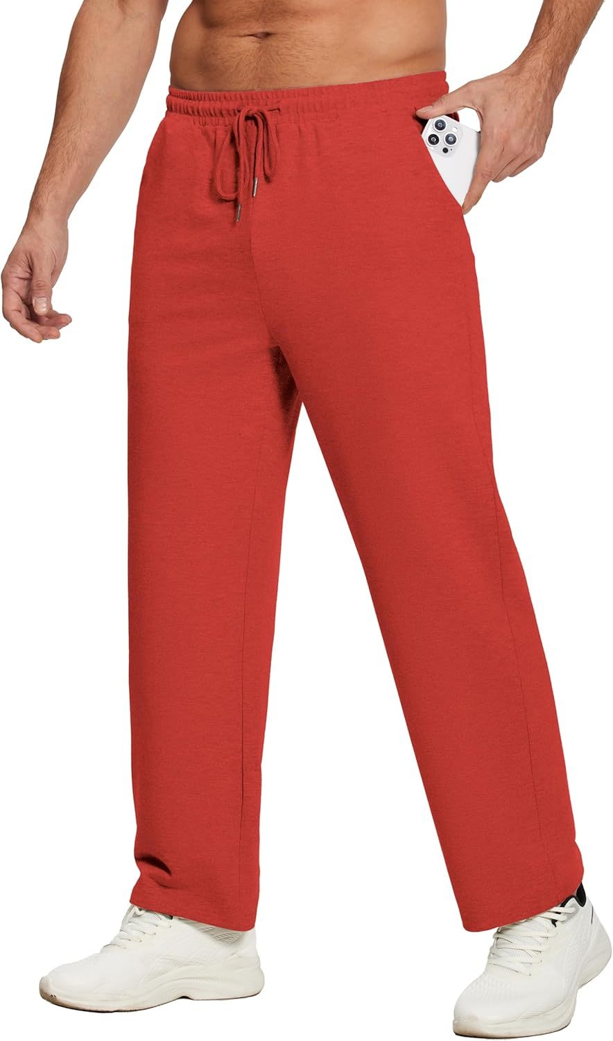 Deyeek Men's Lightweight Sweatpants Open Bottom Sweat Pants for Men Straight Leg Gym Sweatpants Lounge Pants with Pockets