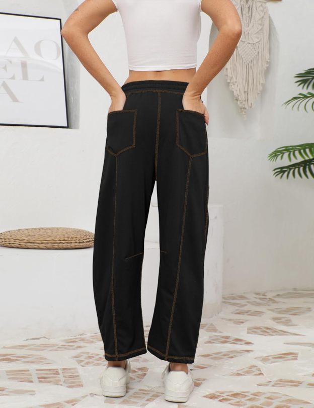 ⚡ Limited Stock – Grab Yours Now! 👇Women's Barrel Sweatpants - Baggy Wide Leg with Pockets & Drawstring