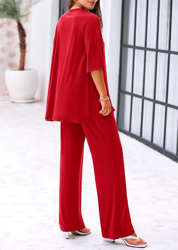 🔥 Flash Sale | Women's Comfy & Loose Two-Piece Set (Short-Sleeve Top + Pants)