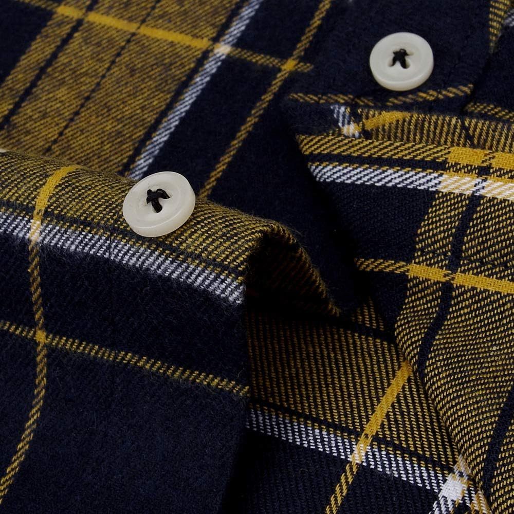 Alimens & Gentle Boy's Flannel Shirt Button Down Long Sleeve Plaid Casual Shirts