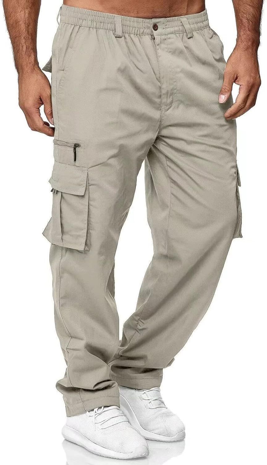 Men Outdoor Cargo Pant Lightweight Tactical Pant Hiking Jogger Classic Fit Multi Pockets