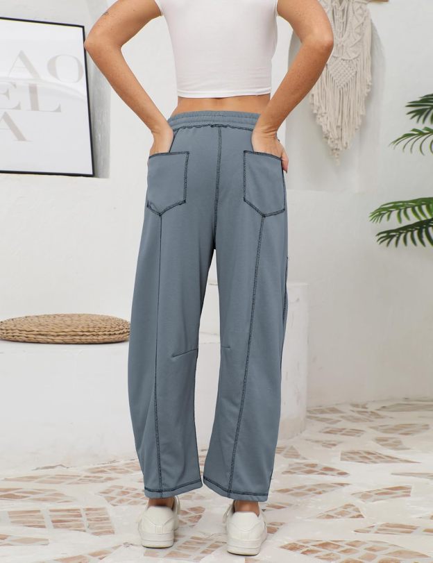 ⚡ Limited Stock – Grab Yours Now! 👇Women's Barrel Sweatpants - Baggy Wide Leg with Pockets & Drawstring