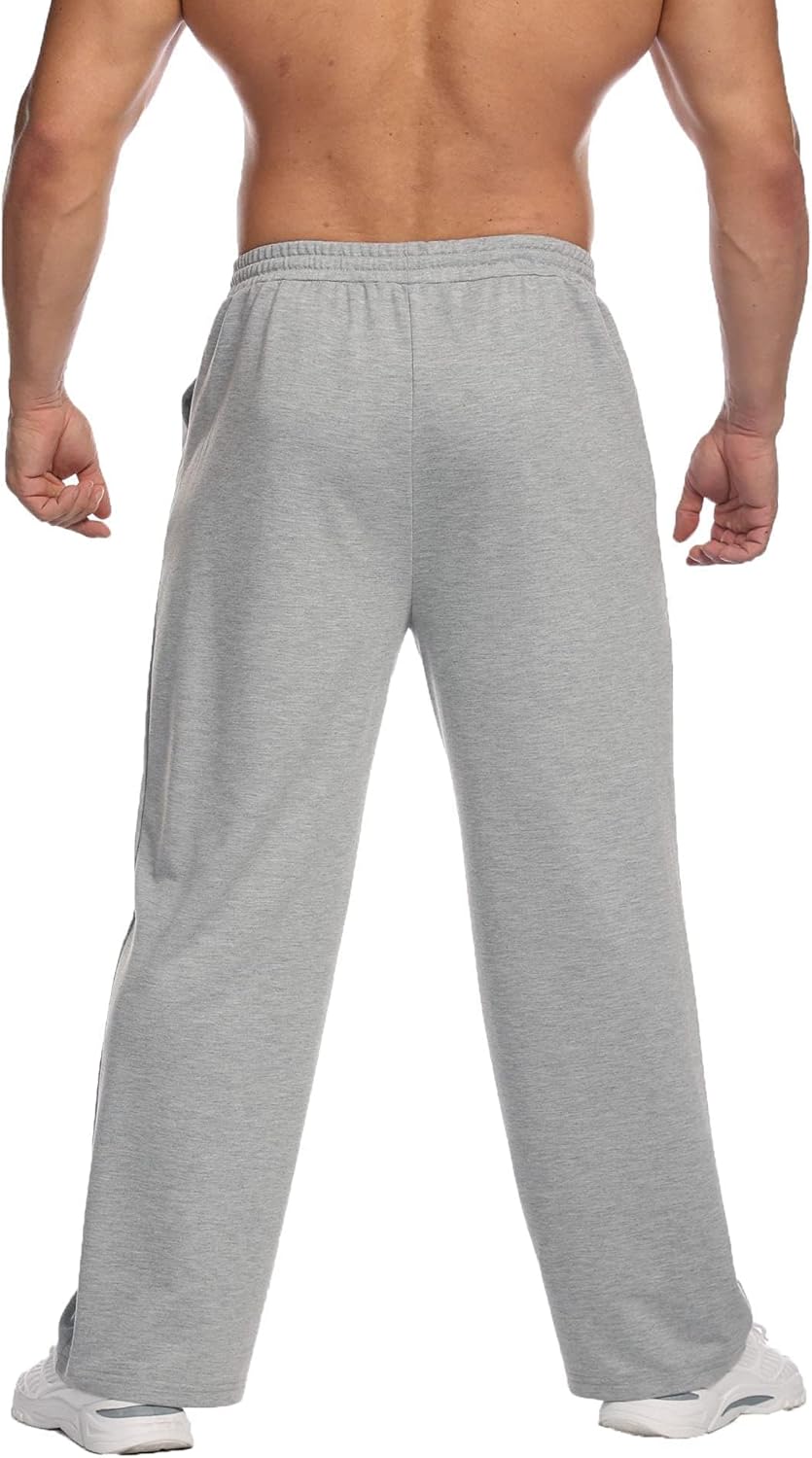 Deyeek Men's Lightweight Sweatpants Open Bottom Sweat Pants for Men Straight Leg Gym Sweatpants Lounge Pants with Pockets