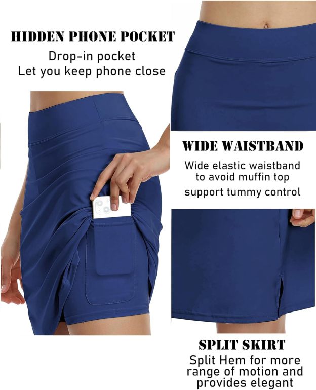 Women’s 20"-Inch Knee-Length Athletic Skirt with Pockets