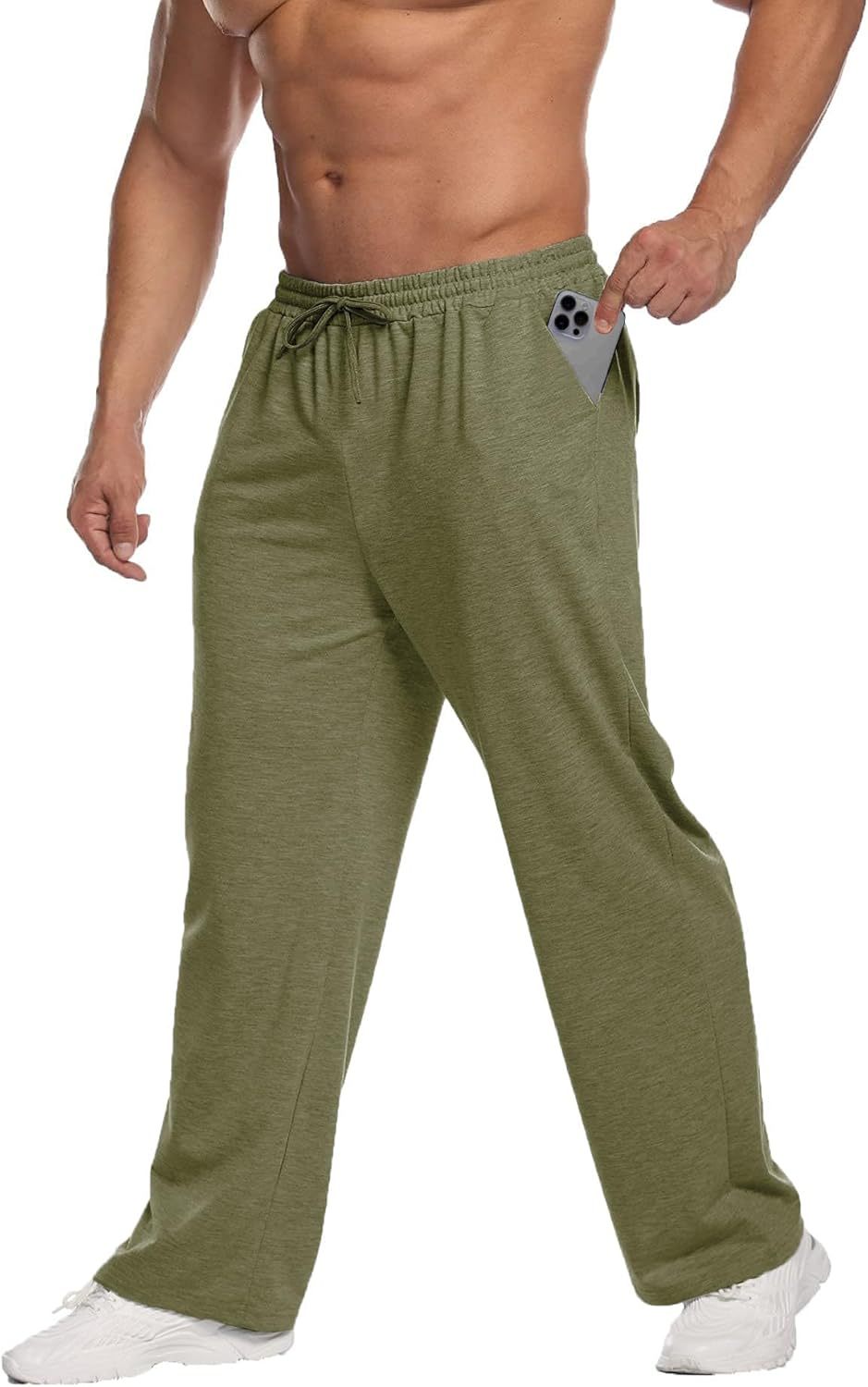 Deyeek Men's Lightweight Sweatpants Open Bottom Sweat Pants for Men Straight Leg Gym Sweatpants Lounge Pants with Pockets