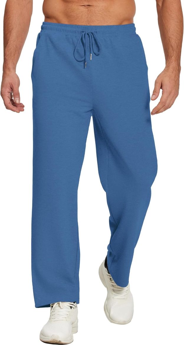 Deyeek Men's Lightweight Sweatpants Open Bottom Sweat Pants for Men Straight Leg Gym Sweatpants Lounge Pants with Pockets