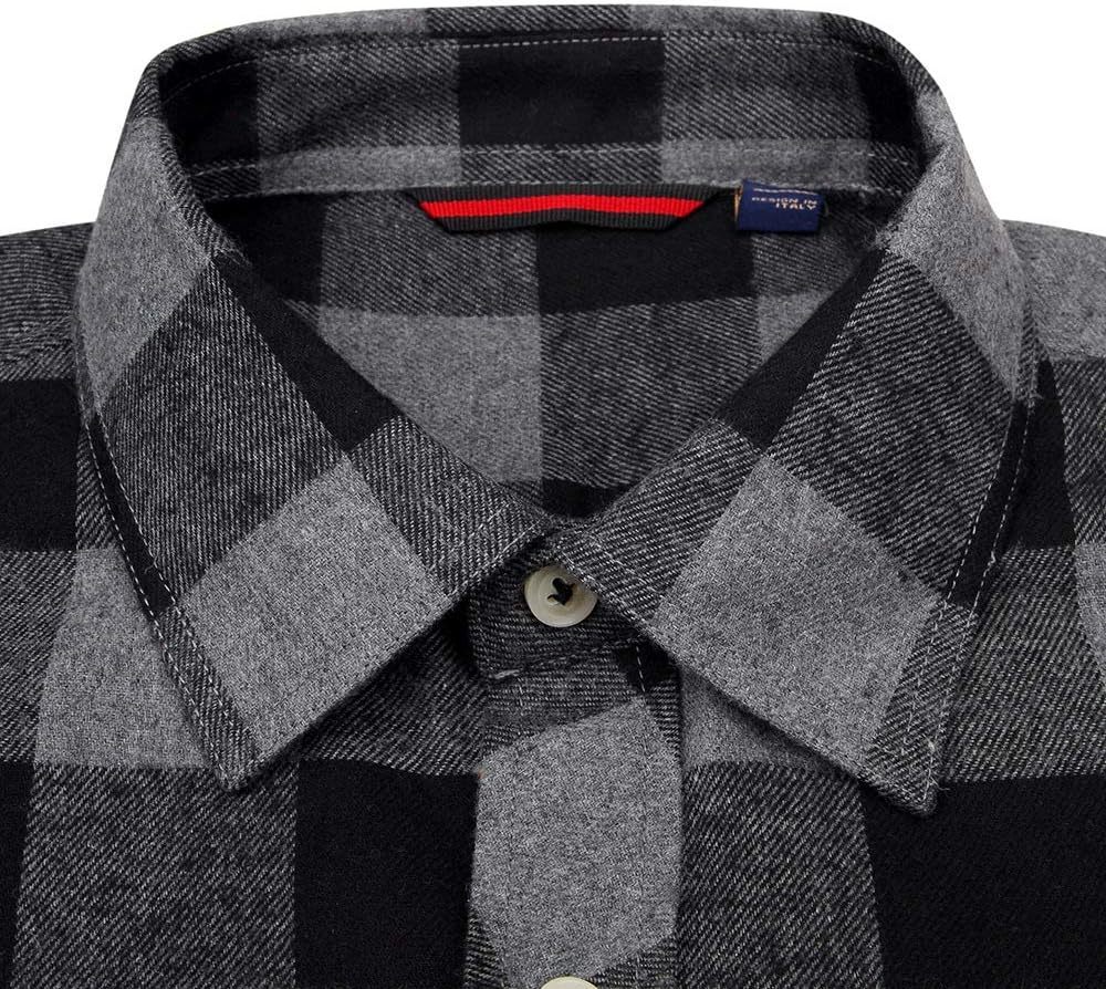 Alimens & Gentle Boy's Flannel Shirt Button Down Long Sleeve Plaid Casual Shirts