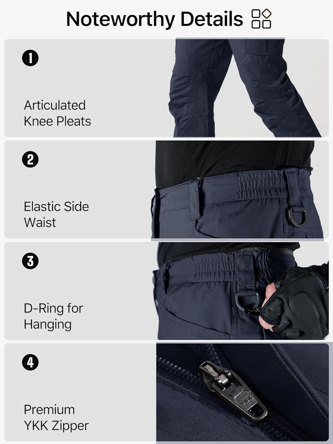 FREE SOLDIER Men's Tactical Pants Water Resistant Ripstop Cargo Work Lightweight EDC Hiking Pants with Multi Pockets