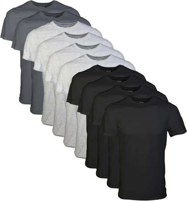 Classic Men's T-Shirt - New Heavyweight Short Sleeve Crew Neck Solid Men's T-Shirt Moisture Wicking, Tag Free, Also Available in Plus and Extra Long Sizes