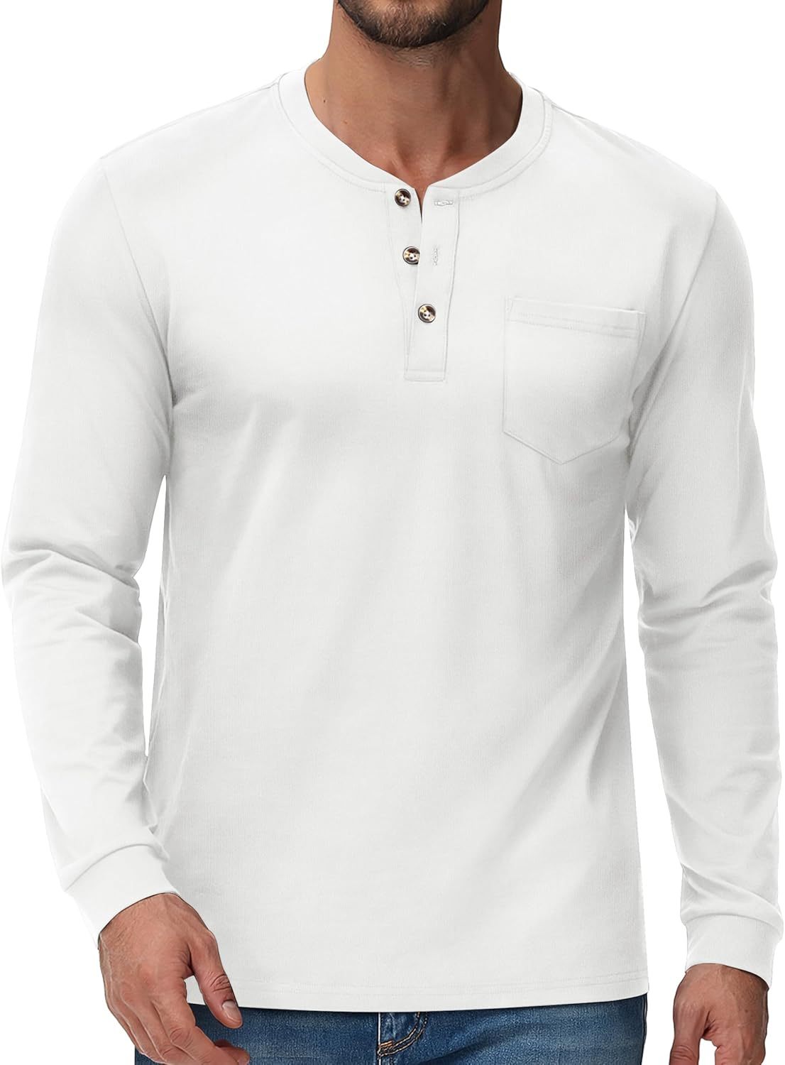 💫Clearance Sale-🔥12 PAIRS-$32.86⚡Men's Fashion Vintage Distressed Pocket Long Sleeve Henley Shirt