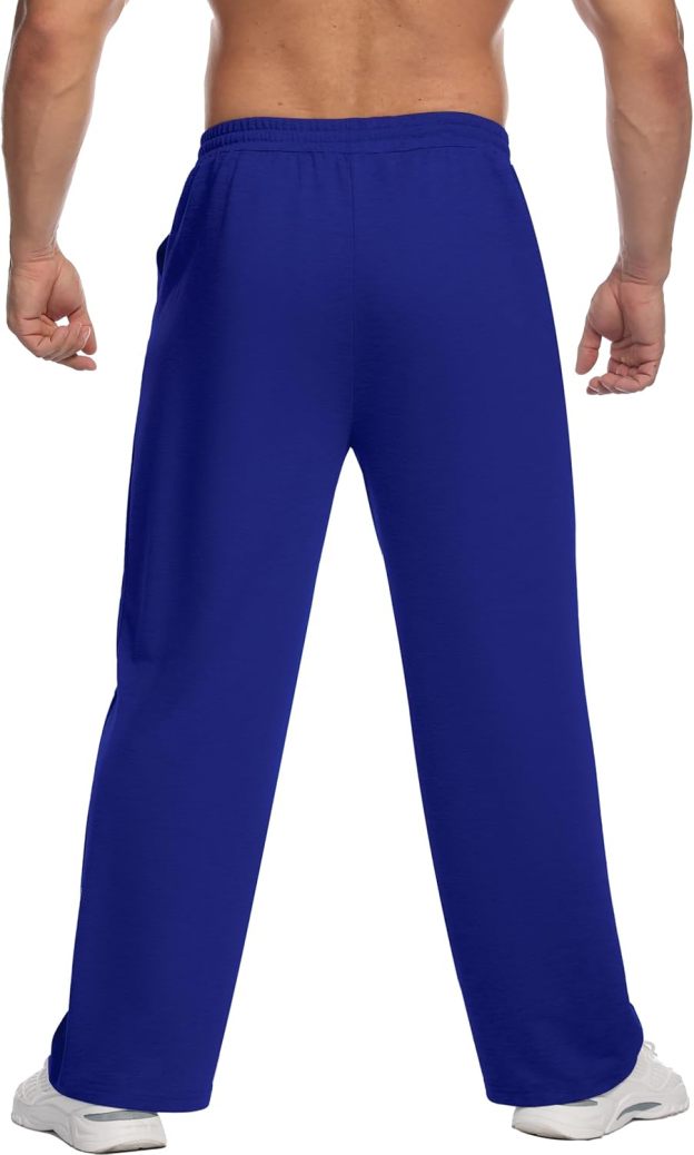 Deyeek Men's Lightweight Sweatpants Open Bottom Sweat Pants for Men Straight Leg Gym Sweatpants Lounge Pants with Pockets