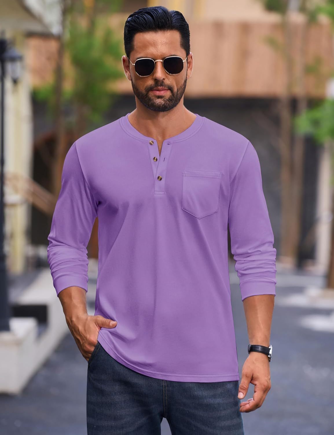💫Clearance Sale-🔥12 PAIRS-$32.86⚡Men's Fashion Vintage Distressed Pocket Long Sleeve Henley Shirt