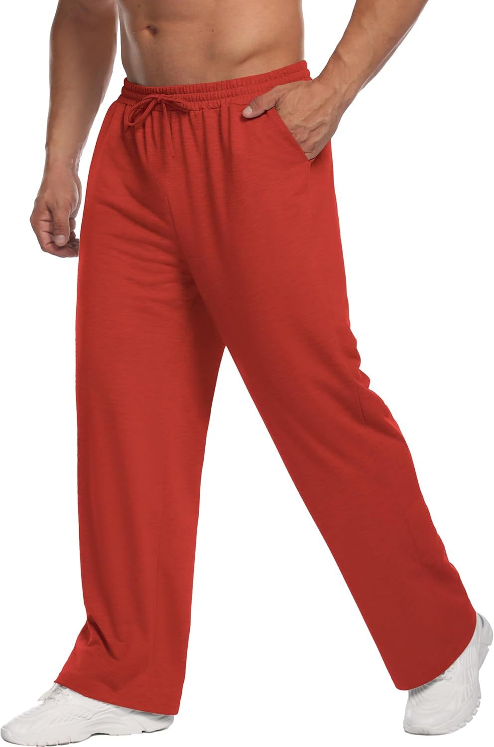 Deyeek Men's Lightweight Sweatpants Open Bottom Sweat Pants for Men Straight Leg Gym Sweatpants Lounge Pants with Pockets