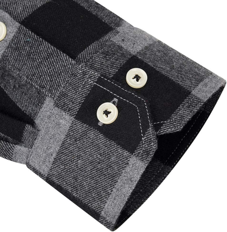 Alimens & Gentle Boy's Flannel Shirt Button Down Long Sleeve Plaid Casual Shirts