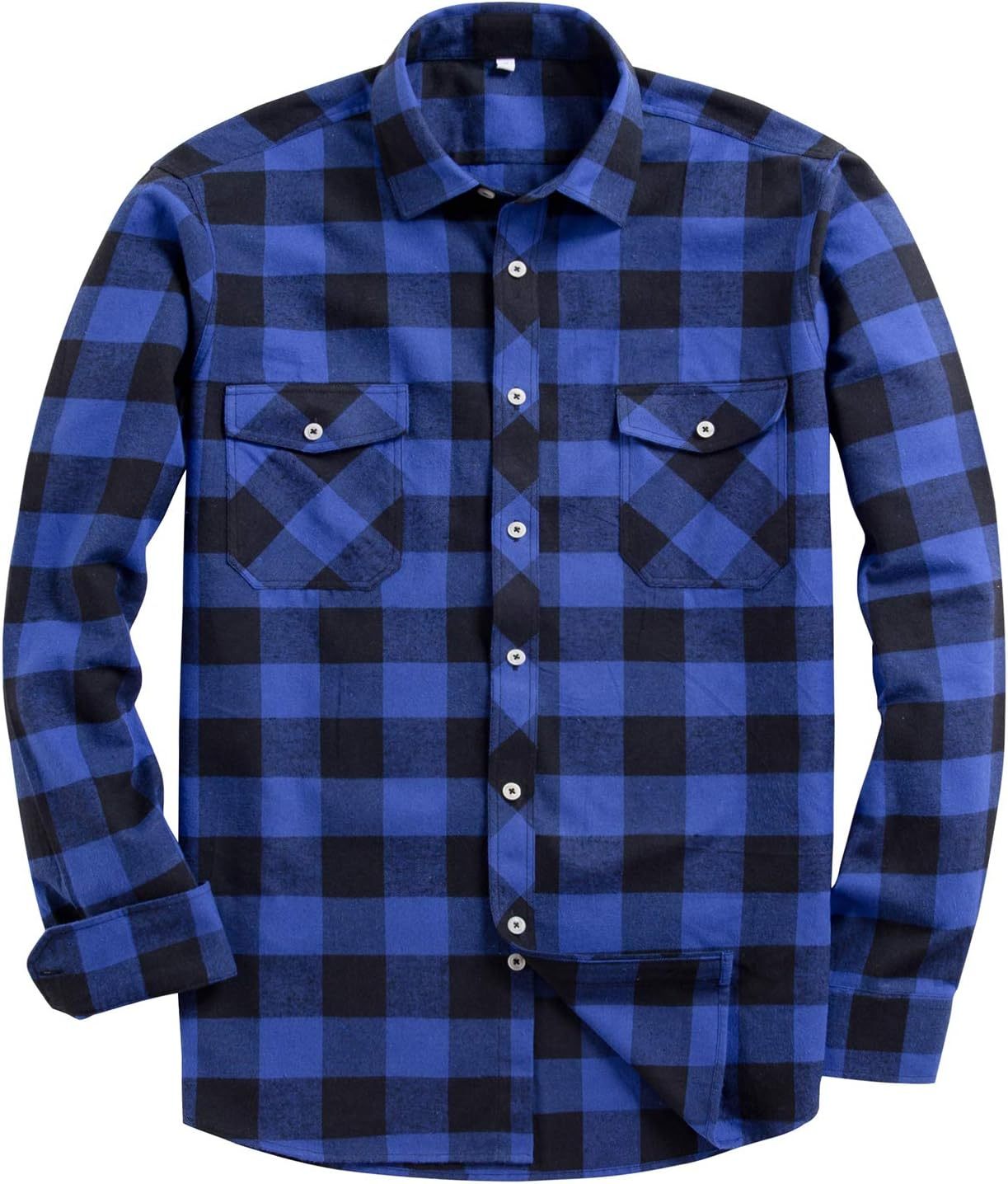 Alimens & Gentle Boy's Flannel Shirt Button Down Long Sleeve Plaid Casual Shirts