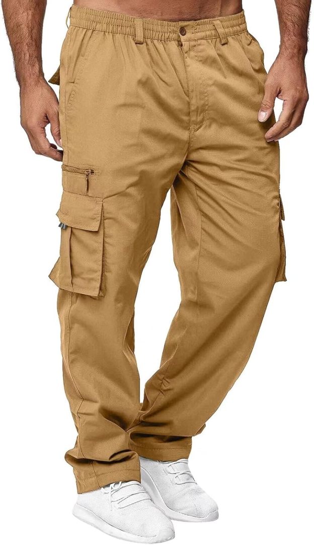 Men Outdoor Cargo Pant Lightweight Tactical Pant Hiking Jogger Classic Fit Multi Pockets