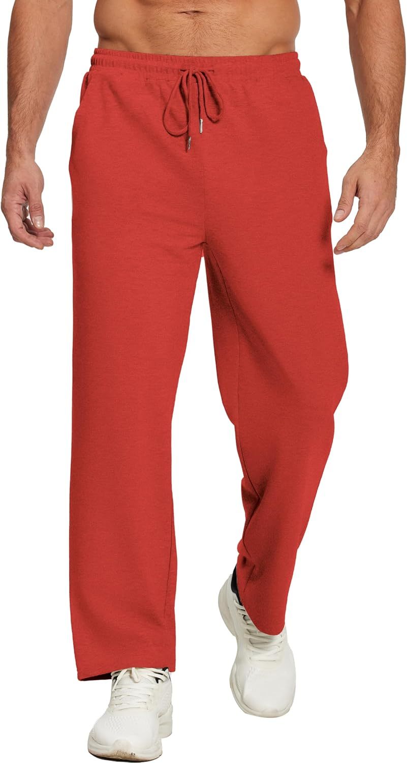 Deyeek Men's Lightweight Sweatpants Open Bottom Sweat Pants for Men Straight Leg Gym Sweatpants Lounge Pants with Pockets