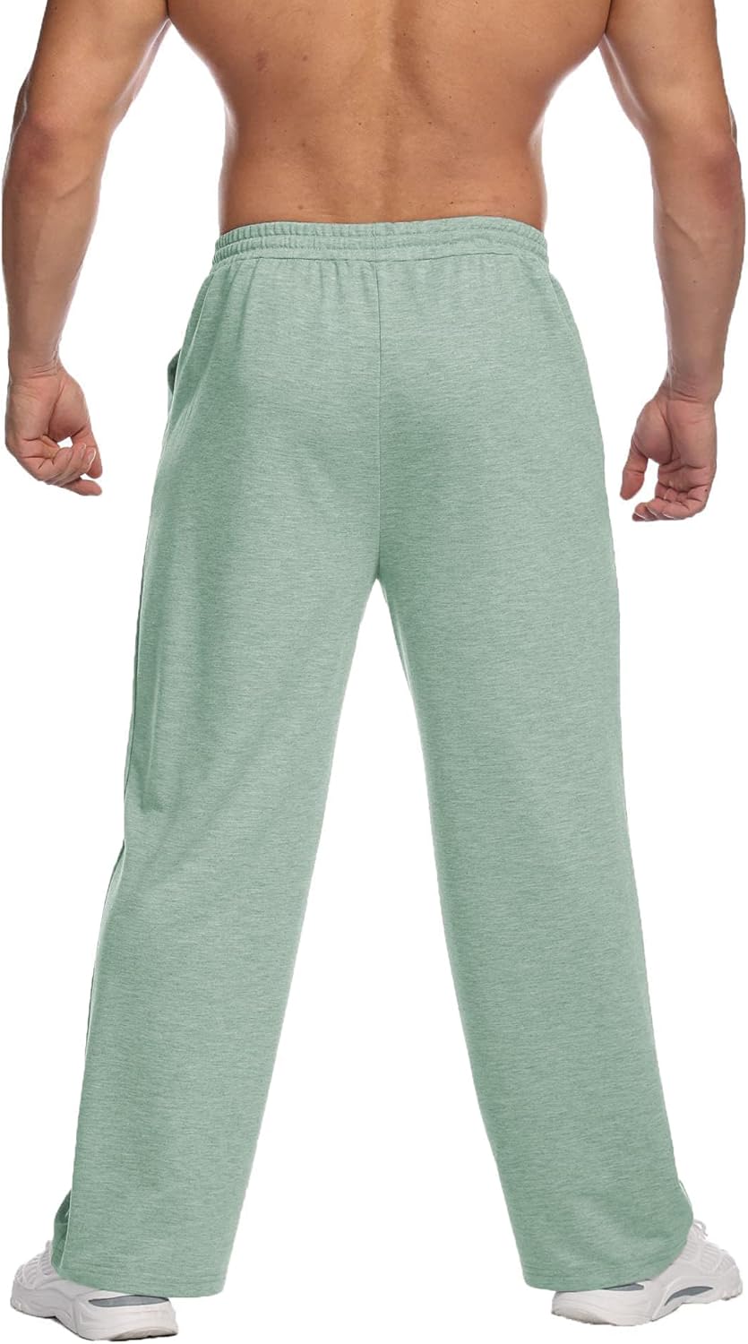 Deyeek Men's Lightweight Sweatpants Open Bottom Sweat Pants for Men Straight Leg Gym Sweatpants Lounge Pants with Pockets
