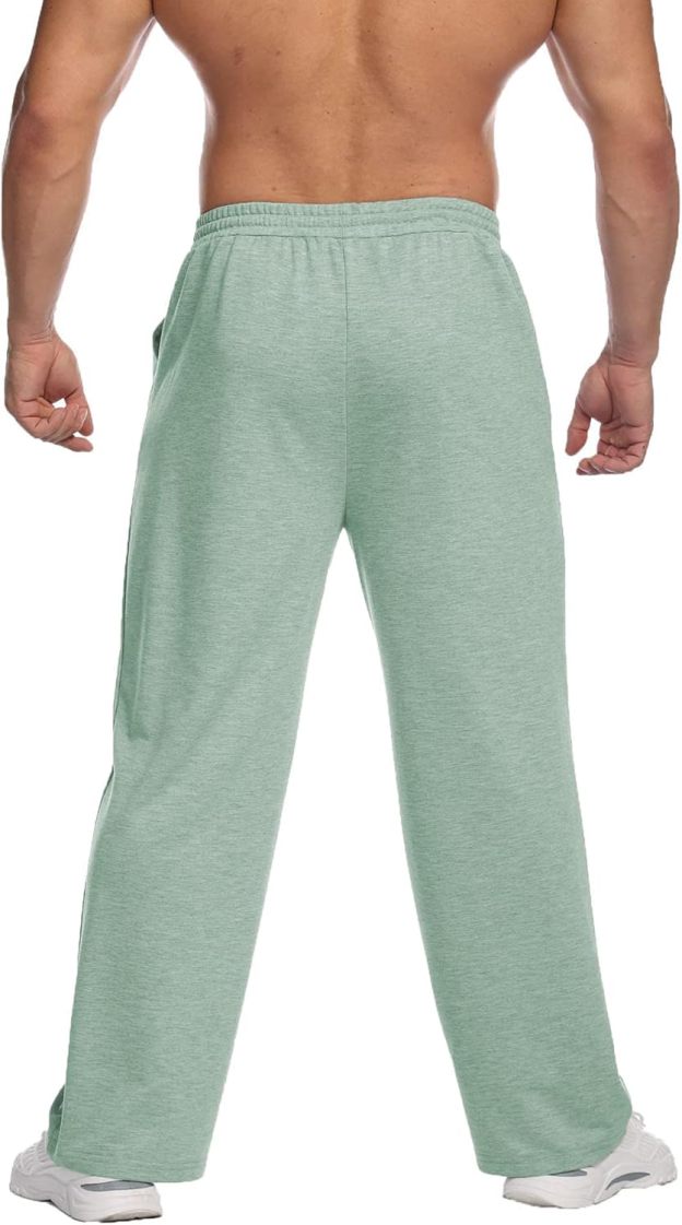 Deyeek Men's Lightweight Sweatpants Open Bottom Sweat Pants for Men Straight Leg Gym Sweatpants Lounge Pants with Pockets