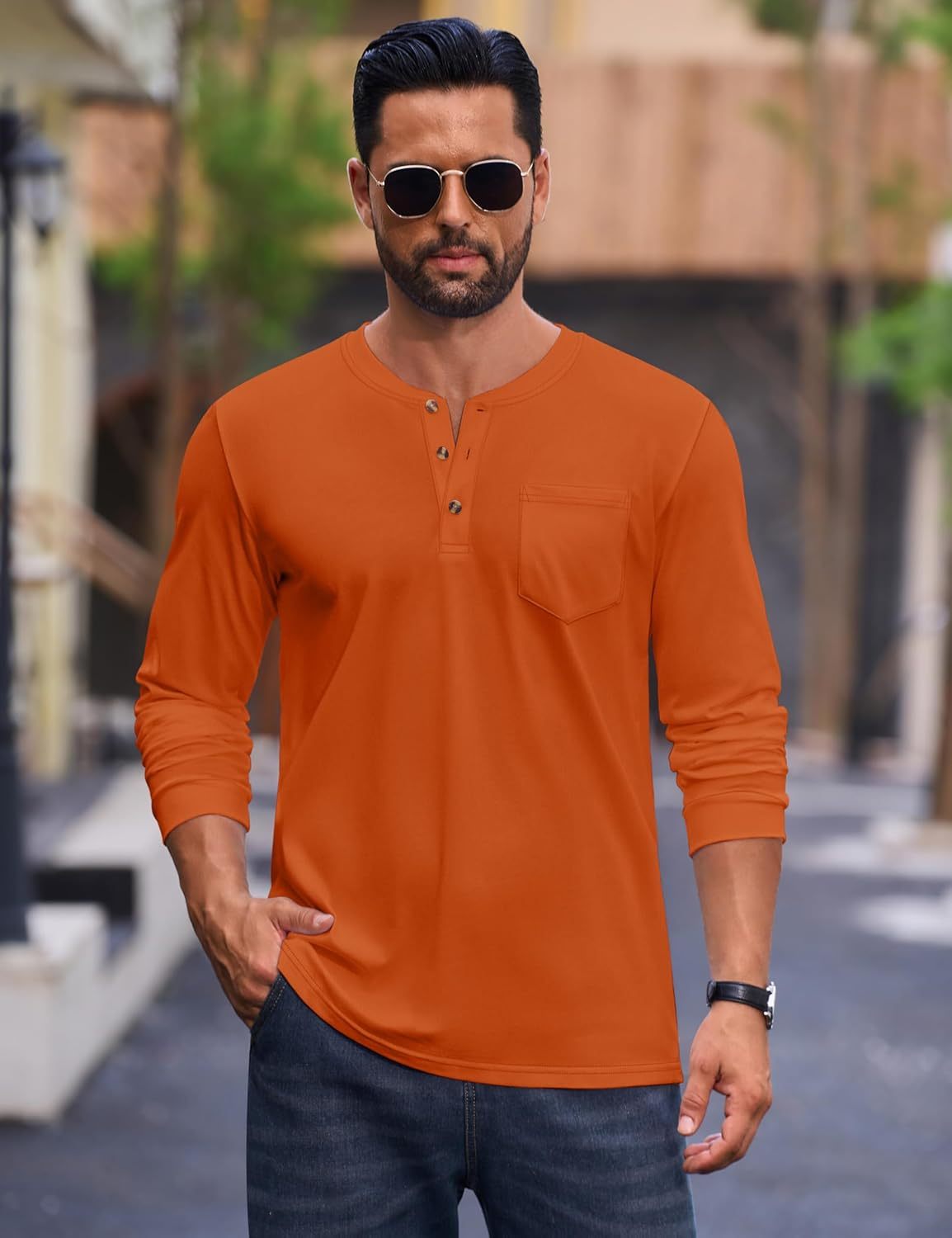 💫Clearance Sale-🔥12 PAIRS-$32.86⚡Men's Fashion Vintage Distressed Pocket Long Sleeve Henley Shirt