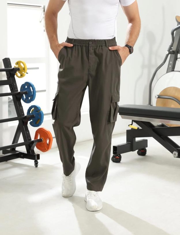 Men Outdoor Cargo Pant Lightweight Tactical Pant Hiking Jogger Classic Fit Multi Pockets