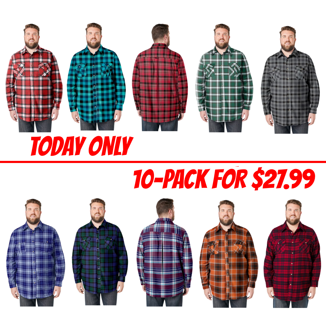 Soft Cotton Brushed Flannel Men's Plaid Long Sleeve Shirt – Comfortable, Warm, Classic Checkered Design