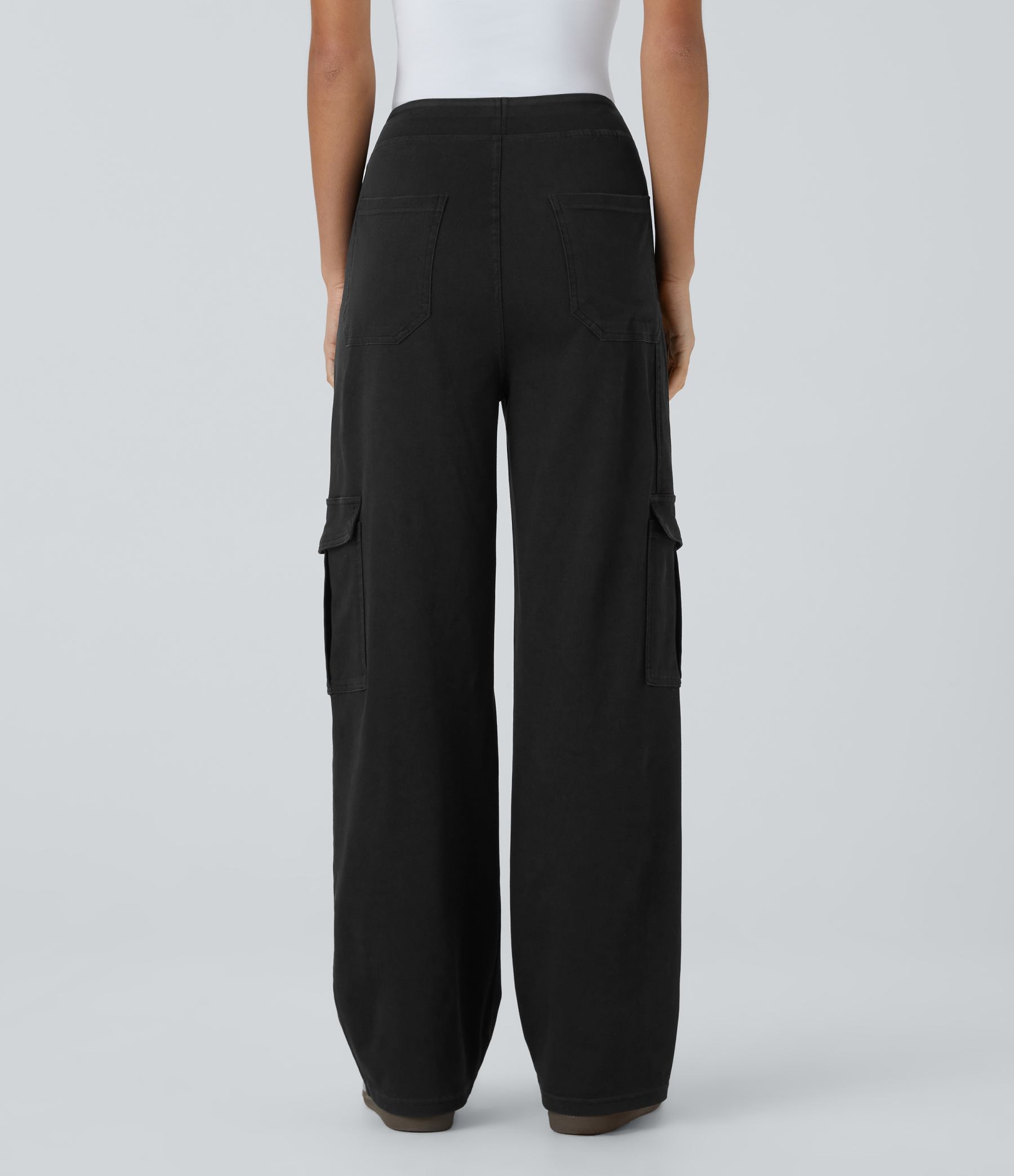 Mid Rise Pockets Straight Leg Casual Cargo Jeans