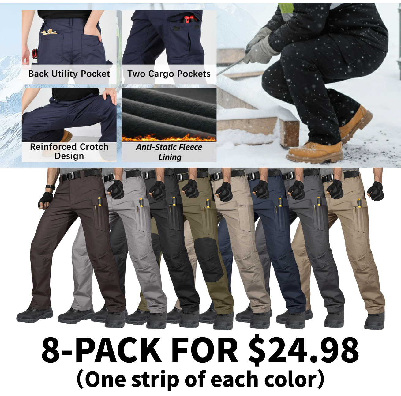 FREE SOLDIER Men's Tactical Pants Water Resistant Ripstop Cargo Work Lightweight EDC Hiking Pants with Multi Pockets
