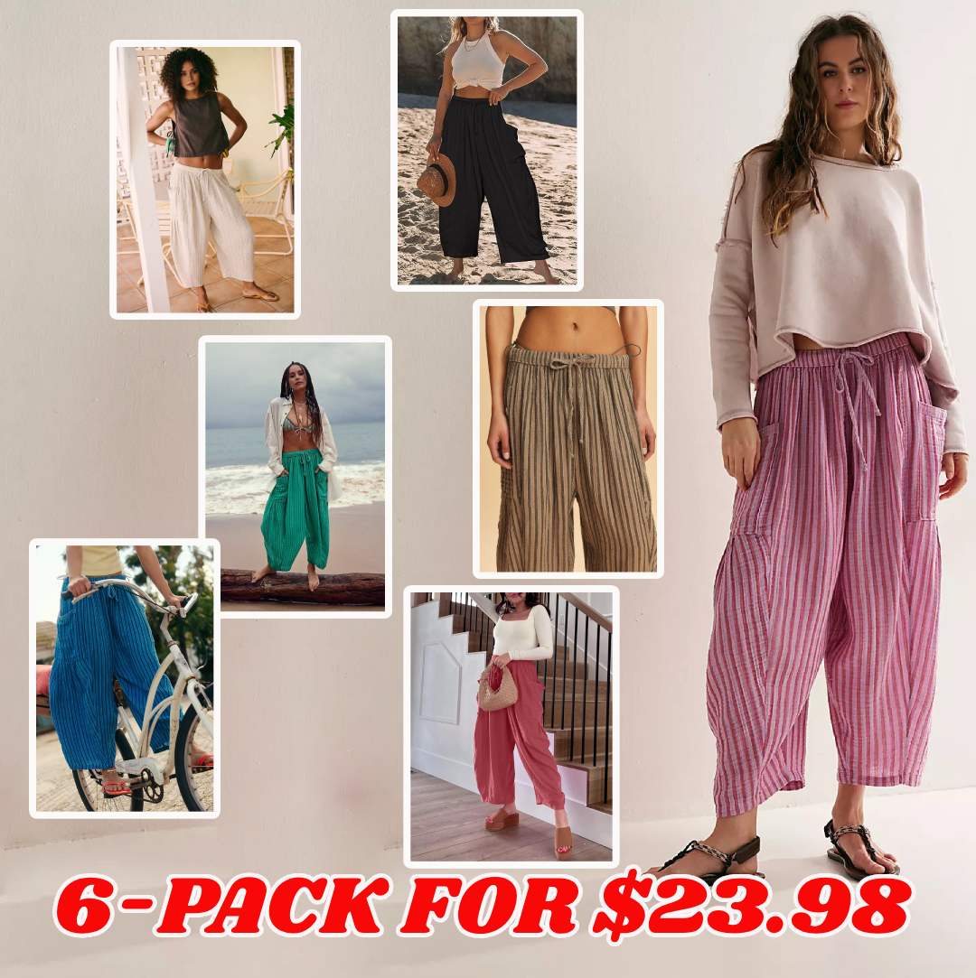 Women's Boho Striped Wide-Leg Pants⏰ TODAY ONLY🔥10-PACK FOR $28.98🔥