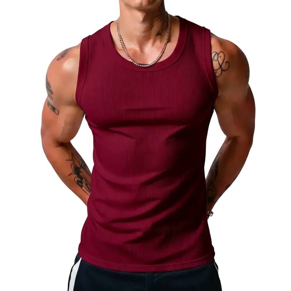 Men’s Wide Strap Ribbed Tank Top, High Stretch Breathable Muscle Tank, Heavyweight Drapey Fit Gym & Casual Sleeveless Shirt