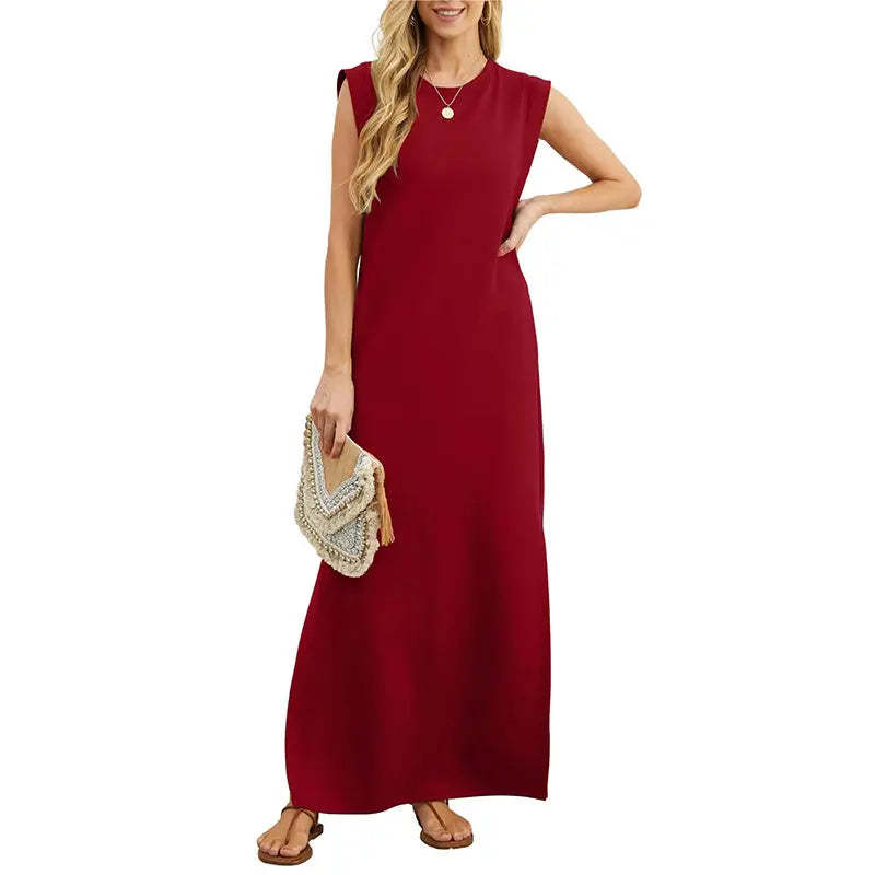 ⏳90% off! Women's summer dress – cotton blend, no-iron, side slit – loose fit, perfect for vacation and everyday wea