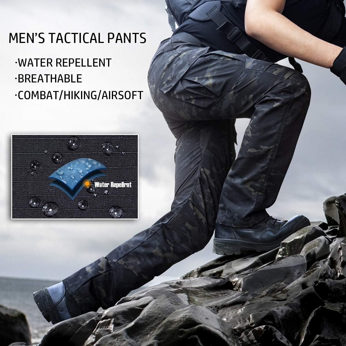 (7 Pants)  Men's Outdoor Tactical Pants Rip Stop Lightweight Waterproof Military Combat