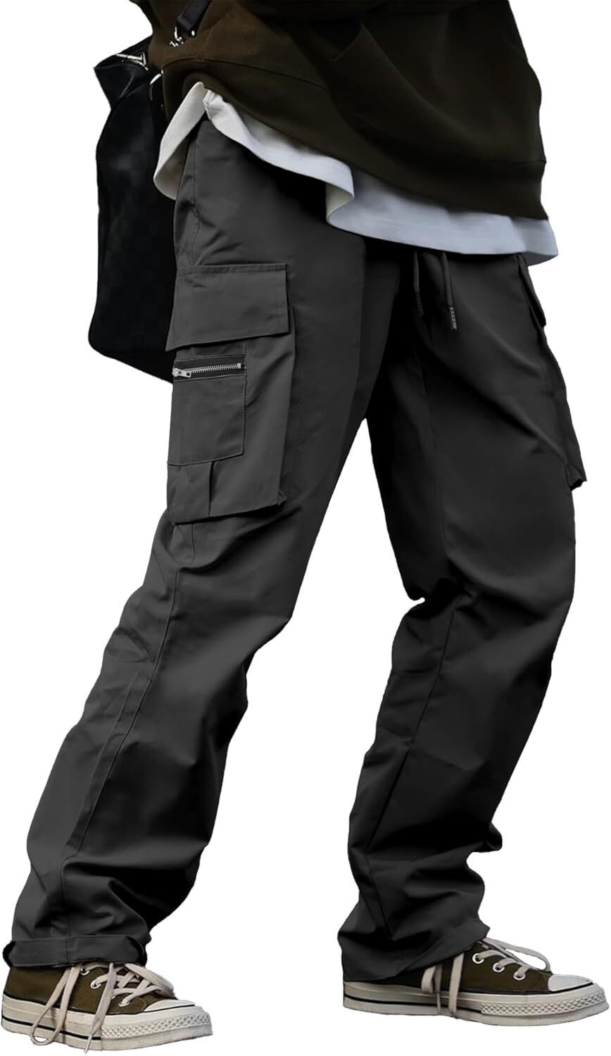 🔥6-PACKS $24.89 Men's Plus Size Casual Solid Color Drawstring Overalls