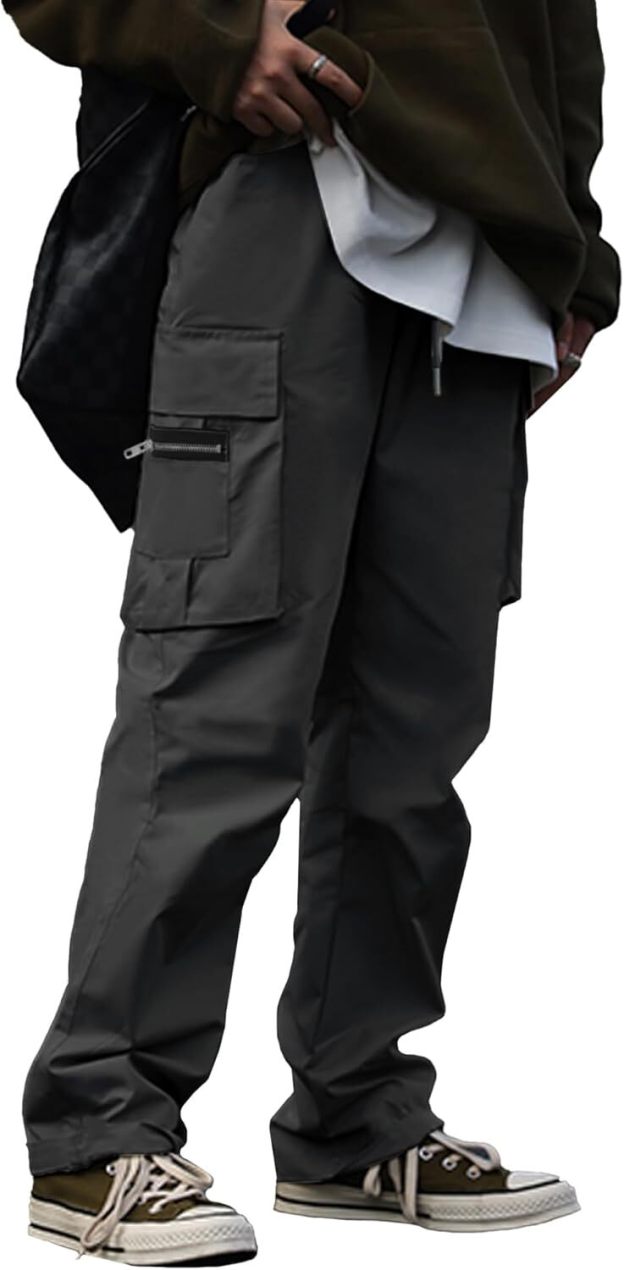 🔥6-PACKS $24.89 Men's Plus Size Casual Solid Color Drawstring Overalls