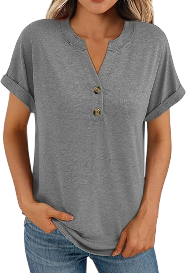 Women’s Casual V-Neck Henley Top