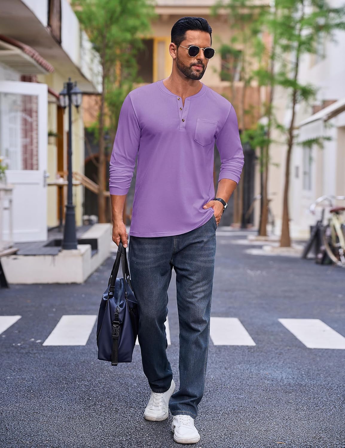 💫Clearance Sale-🔥12 PAIRS-$32.86⚡Men's Fashion Vintage Distressed Pocket Long Sleeve Henley Shirt