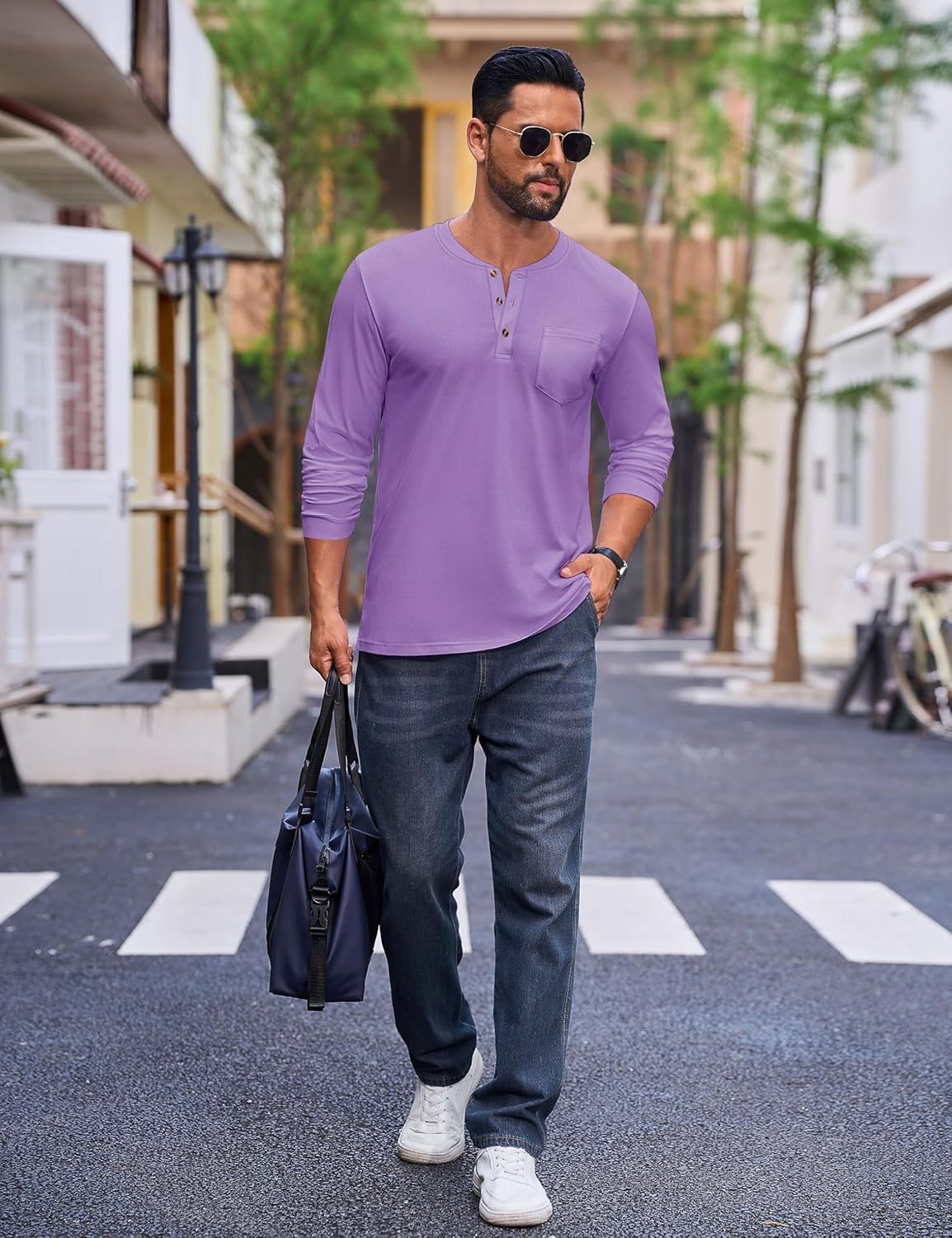 💫Clearance Sale-🔥12 PAIRS-$32.86⚡Men's Fashion Vintage Distressed Pocket Long Sleeve Henley Shirt